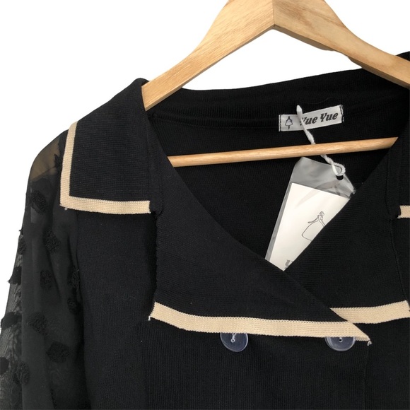 Yue yue polka dot sheer black blouse - Picture 4 of 10